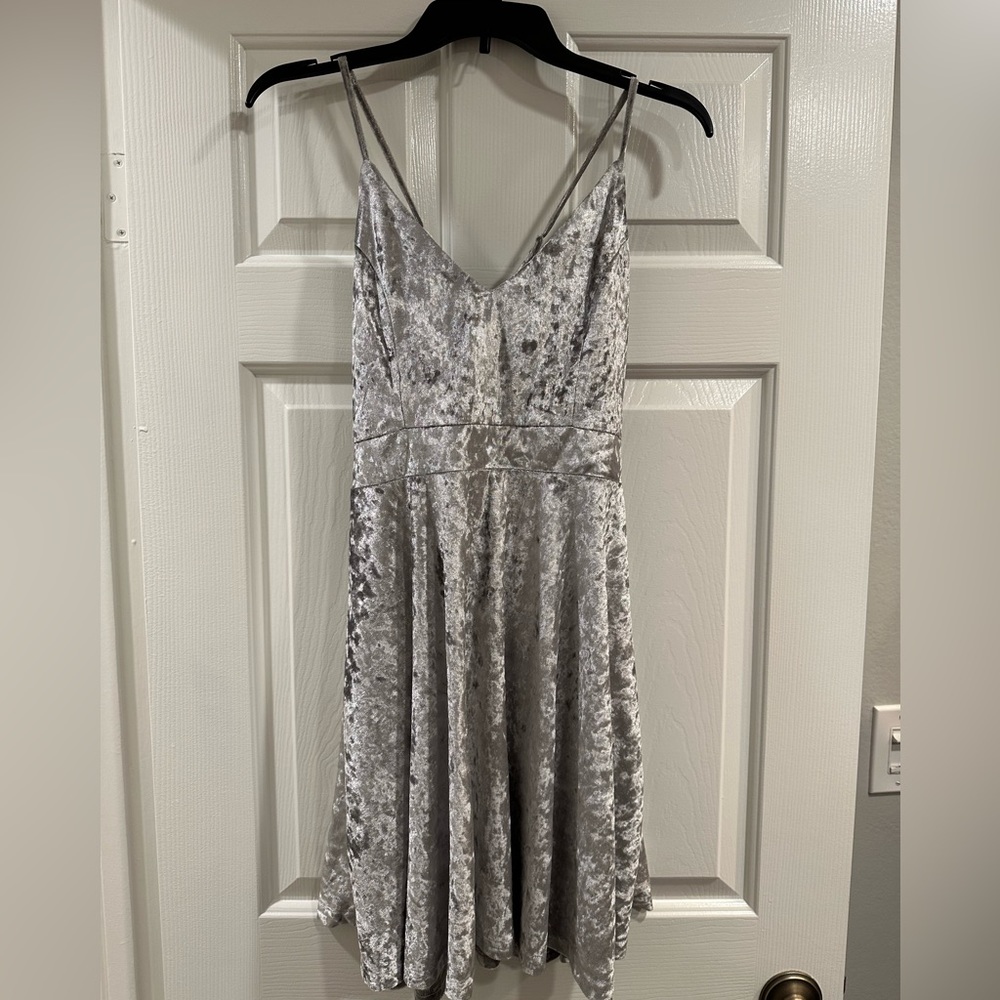R.Vivimos Women's Crushed Velvet Spaghetti Straps Sexy V Neck Club Party Dress